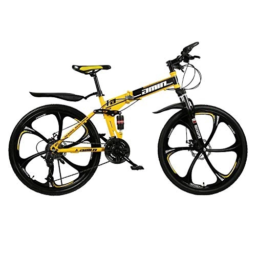 Bicicletas de montaña plegables : PsWzyze Micro Bike, Bicicleta Plegable portátil de 24 Pulgadas y 21 velocidades, Bicicleta de montaña para Estudiantes Adultos, Bicicleta de montaña para vehículos Todo Terreno-Amarillo