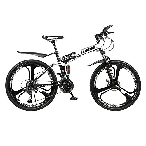 Bicicletas de montaña plegables : PsWzyze Plegable Deportes, Bicicleta de montaña Plegable de 26 Pulgadas y 21 velocidades, Bicicleta de MTB con 3 Ruedas, Bicicleta de Ciudad porttil para Estudiantes Adultos-Blanco