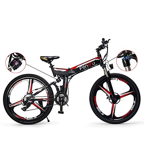 Bicicletas de montaña plegables : PXQ Bicicleta de montaña eléctrica Adulta 48V 250W batería de Litio Oculta Plegable E-Bike con Frenos de Disco Dual y Horquilla Amortiguador, Shimano 24 Speed Off-Road Bicicleta 26 Pulgadas