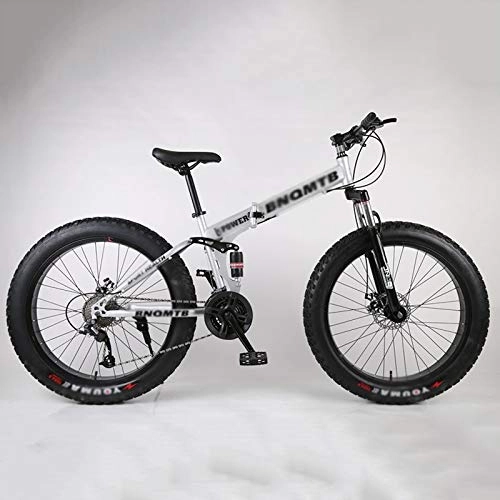 Bicicletas de montaña plegables : Qinmo Bicicleta de montaña, 24" Fat Tire Bicicletas de montaña Rgidas, Marco de suspensin Dual y Suspensin Tenedor Todo Terreno Bicicletas de montaña, 7-27 Velocidad (Color : B, Size : 7 Speed)