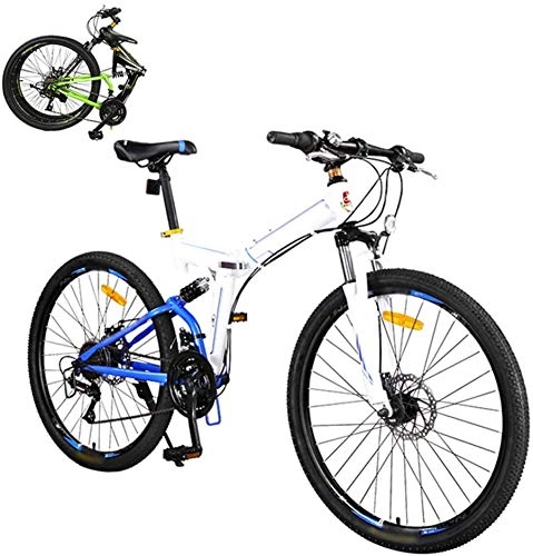 Bicicletas de montaña plegables : RENXR 26" Plegable Bicicletas 24 De Velocidad De Bicicletas De Montaña Plegable, Unisexo Ligera De Cercanías Bicicletas, Doble Freno De Disco, Bicicletas MTB Suspension Completa, B