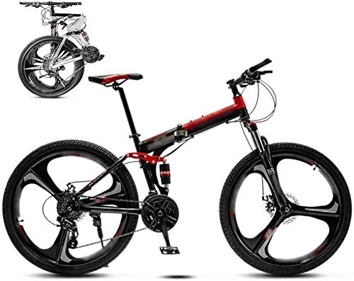 Bicicletas de montaña plegables : RENXR Unisex Plegable De Cercanías Bicicletas, 26 '' MTB De La Bicicleta 30 Velocidad Engranajes Fuera del Camino Las Bicicletas De Velocidad Variable para Hombre Y Mujer, Doble Freno De Disco, Rojo