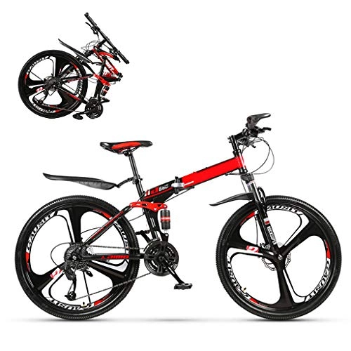 Bicicletas de montaña plegables : RLF LF Plegables Bicicleta Plegable BMX Crucero De Carretera Plegables Bicicletas de montaña Bicicletas 24 / 26 Pulgadas, MTB de la Bicicleta con 10 Cortador de Ruedas, Negro y Rojo, 26inch, 21 Speed