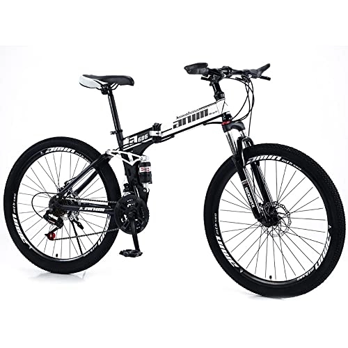 Bicicletas de montaña plegables : RMBDD Bicicleta de Montaña de 21 Velocidades Bicicletas Plegables de 26 Pulgadas con Marco de Acero con Alto Contenido de Carbono y Freno de Disco Doble Bicicleta con Suspensión Completa