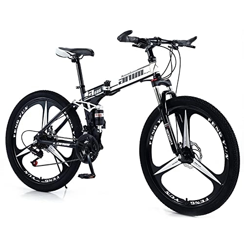 Bicicletas de montaña plegables : RMBDD Bicicleta de Montaña Plegable de 26 Pulgadas y 21 Velocidades, Freno de Disco Doble, Bicicleta MTB de Suspensión Completa para Ciclismo de Carretera Al Aire Libre