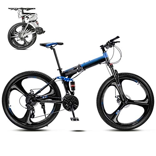 Bicicletas de montaña plegables : ROYWY 24 Pulgadas 26 Pulgadas Bicicleta de Montaña Unisex, Bici MTB Adulto, Bicicleta MTB Plegable, 30 Velocidades Bicicleta Adulto con Doble Freno Disco / Blue / A Wheel / 26