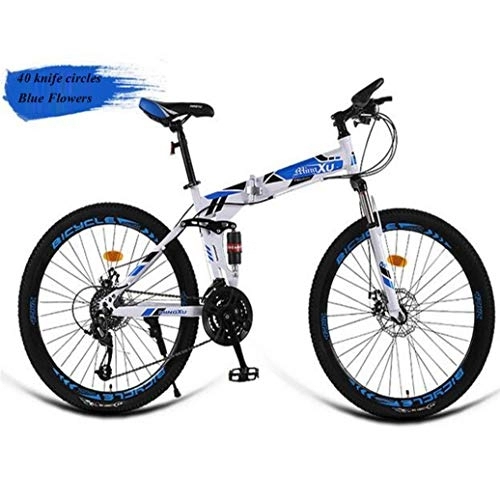 Bicicletas de montaña plegables : RPOLY Bicicleta de montaña, 21 velocidades Bicicleta Plegable / Unisex Bici Plegable con Las defensas de Gran Urbana a Caballo y Campo a través, Blue_26 Inch