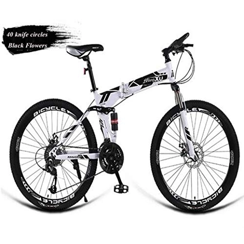 Bicicletas de montaña plegables : RPOLY Bicicleta de montaña, de 27 velocidades Bicicleta Plegable / Unisex Bici Plegable con Marco de Acero de Alto Carbono Plegable, Black_24 Inch