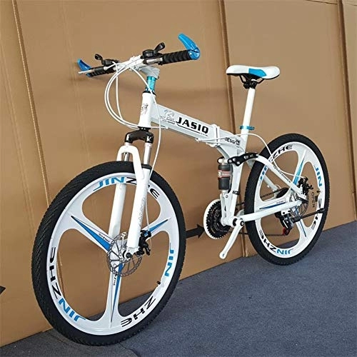 Bicicletas de montaña plegables : RR-YRL 24 Pulgadas Bicicleta Plegable de Acero al Carbono, 21 Tipos de Velocidad Variable Bicicleta de montaña, Unisex Adulta, fácil de Llevar, Blanco