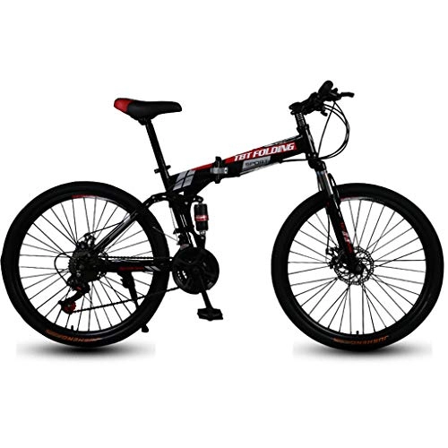 Bicicletas de montaña plegables : Rueda De Radios Doble Freno De Disco Portátil Plegables Bicicleta De Montaña, Rojo, 20"x12