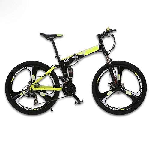 Bicicletas de montaña plegables : SanyaoDU - Bicicleta de montaña de 26 pulgadas, 24 marchas, cuadro de aluminio ligero, suspensión completa, horquilla de suspensión, freno de disco, plegable, A