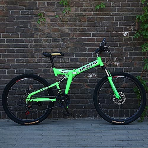 Bicicletas de montaña plegables : SHUI Bicicleta De Montaña, 24 / 26 Pulgadas, 21 Velocidades, Velocidad Variable para Adultos, Bicicleta Plegable para Deportes De Carretera, Bicicleta para Hombres Y Mujere Green Spoke Wheel- 26