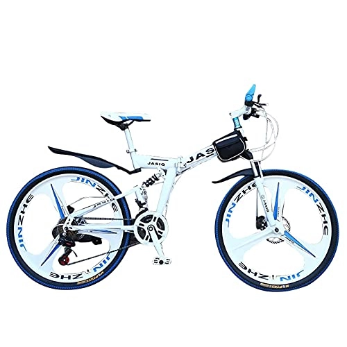 Bicicletas de montaña plegables : SHUI Bicicleta De Montaña, 24 / 26 Pulgadas, 21 Velocidades, Velocidad Variable para Adultos, Bicicleta Plegable para Deportes De Carretera, Bicicleta para Hombres Y Mujere White 3-Spoke wheel-24