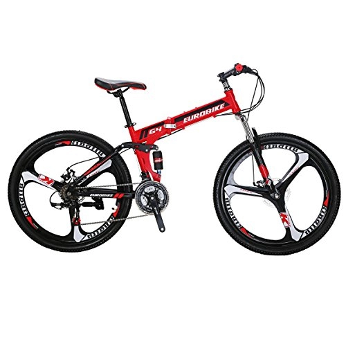 Bicicletas de montaña plegables : SL Bicicleta plegable G4 Bicicleta de montaña 26 pulgadas Bicicleta de 3 radios bicicleta plegable bicicleta de montaña rojo (ROJO)