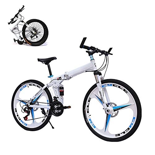Bicicletas de montaña plegables : STRTG Adultos Plegado Montaña Bike, Bicicleta Plegable, Marco De Acero De Alto Carbono, Sillin Confort, 24 * 26 Pulgadas 21 * 24 * 27 * 30 velocidades Plegable Bicicleta Folding Bike