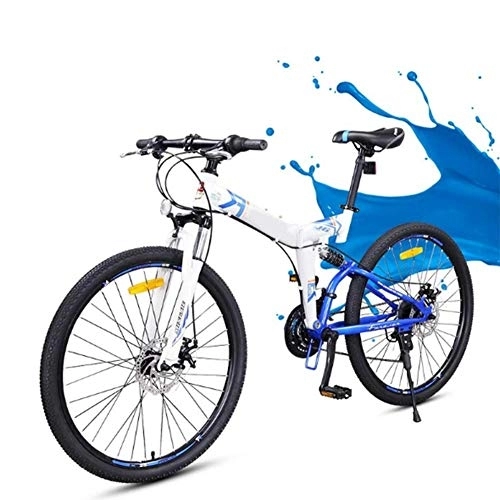 Bicicletas de montaña plegables : SYCHONG Bicicleta Plegable, 26" Hombres De Absorción De Bicicletas De Montaña 24 Velocidad Bicicleta Plegable De Doble Choque O Mujeres MTB, Azul