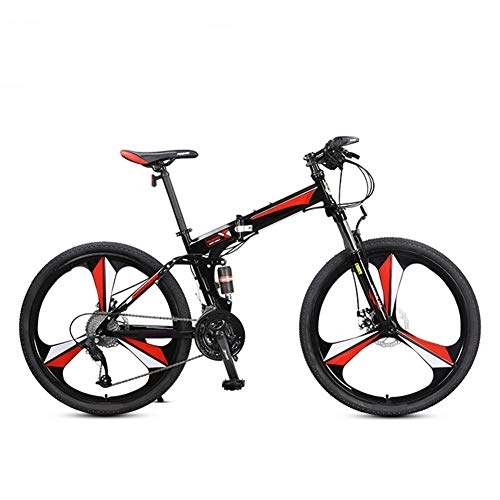 Bicicletas de montaña plegables : SYCHONG Plegable De Bicicletas De 26" Doble Choque Absorptionmountain De Bicicletas Plegables 27 Velocidad Hombres O Mujeres De Bicicletas MTB, Rojo