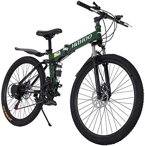 Bicicletas de montaña plegables : SYCY Bicicleta de montaña con suspensión Completa de 26 Pulgadas Bicicleta de Carretera Bicicleta de cercanías con 21 velocidades Frenos de Disco Doble Bicicleta Plegable Bicicleta Antideslizante