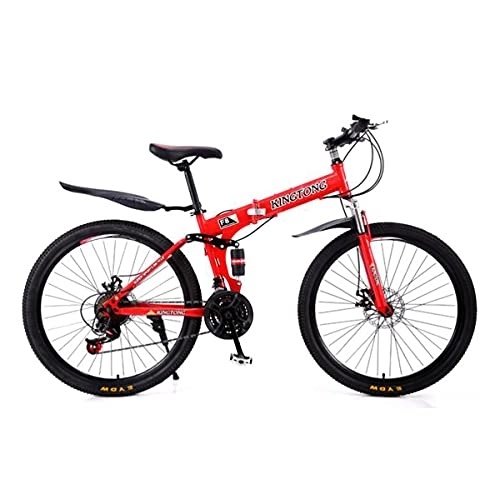 Bicicletas de montaña plegables : T-Day Bicicleta Montaña Bicicletas De Montaña Plegables 26"Rueda Frente Suspensión Bicicleta 21 Velocidad con Freno De Doble Disco para Hombres Mujer Adulto Y Adolescentes(Color:Red)