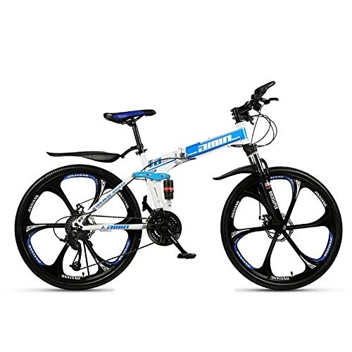 Bicicletas de montaña plegables : TOPYL Bicicletas De Montaña Plegables, Alto-Carbono Acero Rígida Bicicleta De Montaña, Ultra-luz Portátil Carbike Permanente Bicicleta Bicicleta Adultos Hombres Azul-6 Spoke 26", 27 Velocidad