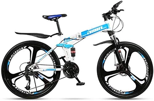 Bicicletas de montaña plegables : TTZY Bicicleta de montaña de 26 pulgadas con suspensión completa plegable antideslizante bicicleta de montaña plegable velocidad variable doble 7-2, 27 velocidades SHIYUE (color 24 velocidades)