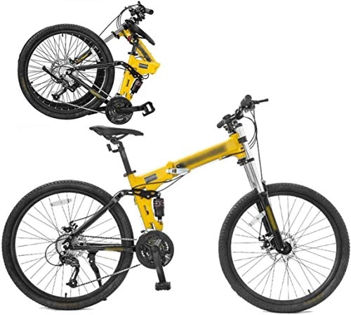 Bicicletas de montaña plegables : TTZY Bikes Off-Road Bicicleta, 26 pulgadas plegable con freno de doble disco, bicicleta plegable de cercanías – 27 velocidades 5 – 27, amarillo SHIYUE (color amarillo)