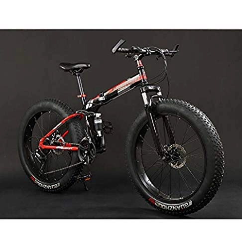 Bicicletas de montaña plegables : URPRU Bicicleta Plegable de Bicicleta de montaña Bicicletas de MTB de Doble suspensin Fat Tire Cuadro de Acero con Alto Contenido de Carbono Freno de Doble Disco A 20 Inch 24 Speed