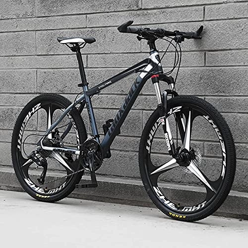 Bicicletas de montaña plegables : UYHF 26 '' Bicicletas de montaña Plegables, 21 / 24 / 27 Bicicletas de Velocidad MTB, suspensión Completa 3-Habla de 36 Pulgadas de Ruedas, Bicicleta Antideslizante para homb Black-Grey-27 Speed