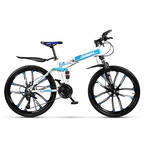 Bicicletas de montaña plegables : WQY Plegable Bicicleta De Montaña De 24 Pulgadas, Bicicletas De MTB con 10 Adultos Cortador De Radios De Rueda De Bicicleta De Montaña De La Rueda, Azul, 24 Speed