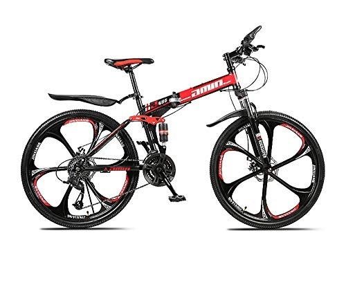 Bicicletas de montaña plegables : WXPE Bicicleta Plegable Bicicleta Plegable De 26 Pulgadas Bicicleta Plegable Ligera Portátil para Adultos, Marco Plegable MTB De Suspensión Completa Ruedas De 6 Radios