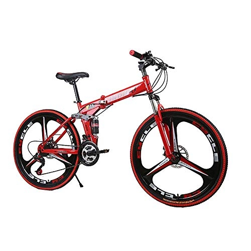 Bicicletas de montaña plegables : WYX Bicicletas De Montaa, Bicicletas Plegables Bicicletas De Carretera Montura Completa Acero Al Carbono Frenos De Doble Disco Bicicletas 24" / 26", Rojo, 26" 24speed