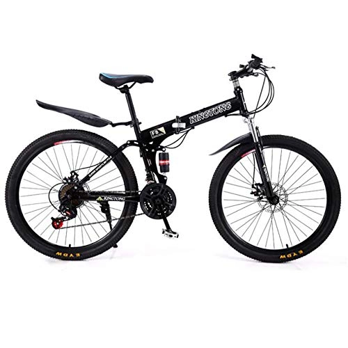 Bicicletas de montaña plegables : WZJDY Bicicleta Plegable de 24 / 26 Pulgadas Bicicleta de montaña Plegable Ligera de 24 velocidades con absorcin de Doble Choque y Sistema de Freno de Disco, Negro, 26in