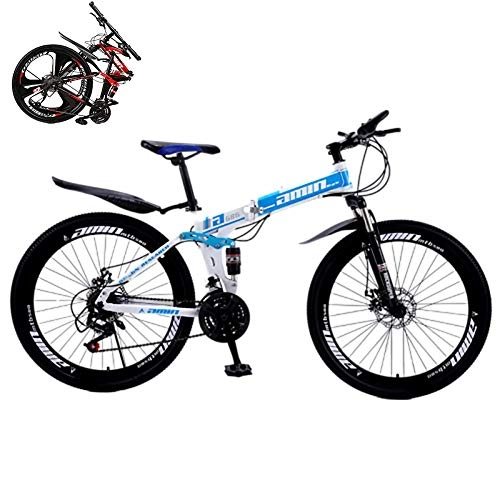 Bicicletas de montaña plegables : XHCP Bicicleta de montaña Plegable de 26 Pulgadas, Bicicleta de MTB con Rueda de radios, Freno de Doble Disco y Bicicleta de suspensión Completa para Hombre