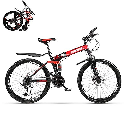 Bicicletas de montaña plegables : XHCP Bicicletas de montaña para Adultos, Bicicletas de montaña Plegables de 26 Pulgadas, Bicicletas con Cuadro de suspensión Completa de Acero con Alto Contenido de Carbono, Bicicleta de montaña