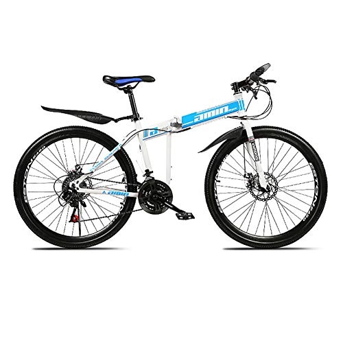 Bicicletas de montaña plegables : XUELIAIKEE 26 Inch Plegable Bicicleta De Montaña, 21 Velocidad MTB Completo Bicicletas De Montaña Acero Al Carbono Marco Ruedas De Radio Antideslizante Bicicletas para Adultos-Azul. 21 Speed