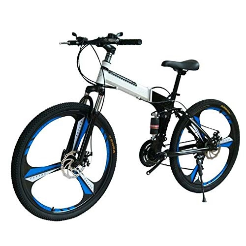 Bicicletas de montaña plegables : XWDQ Bicicleta De Montaña 21 / 24 / 27 / 30 Bicicleta De Velocidad Hombres Y Mujeres Adultos Bicicleta De Montaña (Blanco Y Negro), 21speed