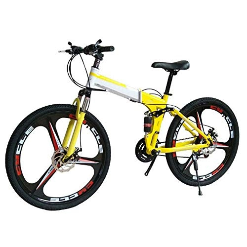Bicicletas de montaña plegables : XWDQ Bicicleta De Montaña 21 / 24 / 27 / 30 Bicicleta De Velocidad Hombres Y Mujeres Adultos Bicicleta De Montaña De Velocidad, Yellow, 21speed