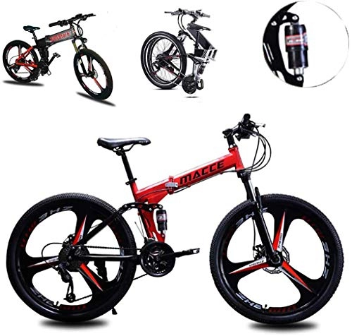 Bicicletas de montaña plegables : Y&XF Bicicleta De Montaña Plegable para Unisex, Bicicleta De Cuadro De Suspensión Completa De Aluminio Ligero De 26 Pulgadas, 21 / 24 / 27 Velocidades, Freno De Doble Disco, Rojo, 27 Speed