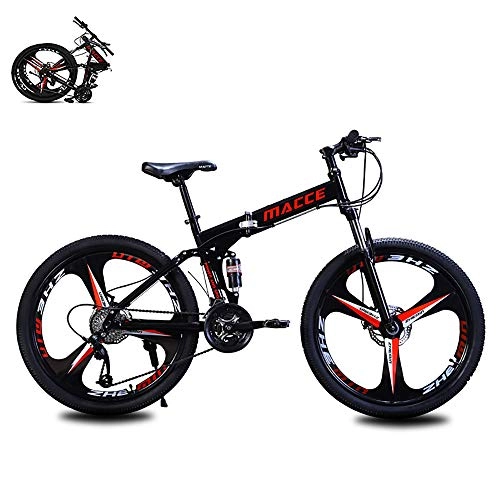 Bicicletas de montaña plegables : Yajun Bicicleta Montaña Plegable Bikes para Adultos Bicicleta De Carretera De 24 Velocidades Ultraligera Niños Estudiantes Montar En Aluminio, Black, 24-Inch