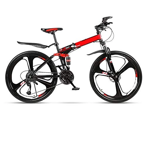 Bicicletas de montaña plegables : yfkjh Bicicleta de montaña plegable, para adultos, una rueda, doble amortiguador, para carreras, todoterreno, velocidad variable de 24 pulgadas, 24 pulgadas, 24 velocidades.