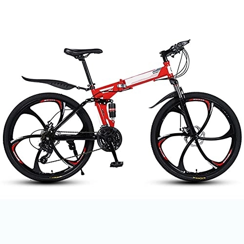 Bicicletas de montaña plegables : YGTMV Bicicletas Montaña, Bicicleta Plegable De 26 Pulgadas, Bicicleta De 24 Freno De Disc Velocidades, para Adultos Bicicletas, Rojo, 26 Inch 24 Speed