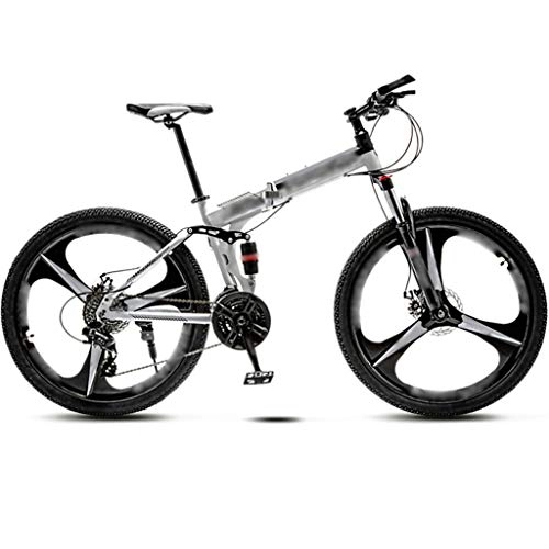 Bicicletas de montaña plegables : YHRJ Bicicletas para Adultos con Amortiguación, Bicicleta De Montaña Plegable De Velocidad Variable, Rueda De 24 / 26 Pulgadas, MTB 30 Velocidades, Horquilla Delantera Bloqueable