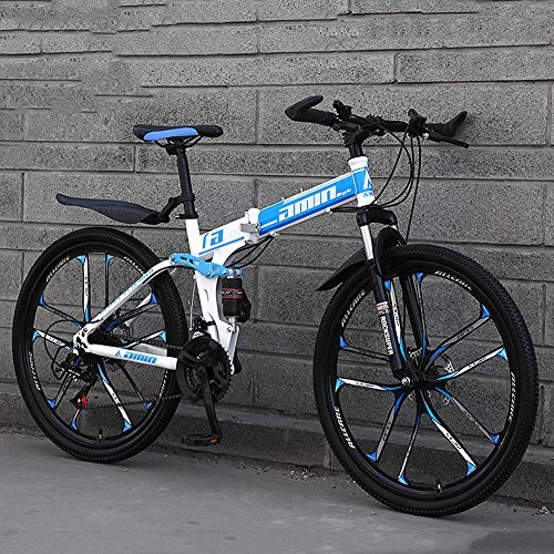 Bicicletas de montaña plegables : Yike Bicicleta de montaña Plegable de Acero con Alto Contenido de Carbono Bicicletas de Carretera con Frenos de Disco Bicicletas Todo Terreno Unisex Adulto