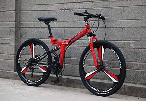 Bicicletas de montaña plegables : YOUSR Amortiguacin Cambio De Cola Suave Bicicleta De Montaa Bicicleta 26 Pulgadas 24 Velocidad Hombres MTB Red