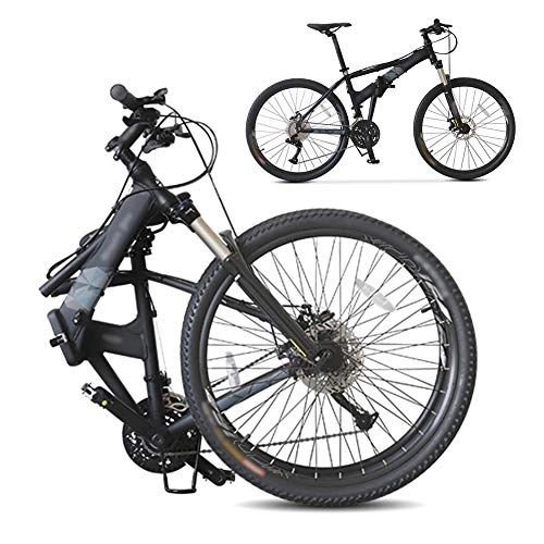 Bicicletas de montaña plegables : YRYBZ Bicicleta de Montaña Plegable, 27 Velocidades, Bicicleta Adulto, 26 Pulgadas Bici para Hombre y Mujerc, MTB Profesional con Doble Freno Disco / Negro