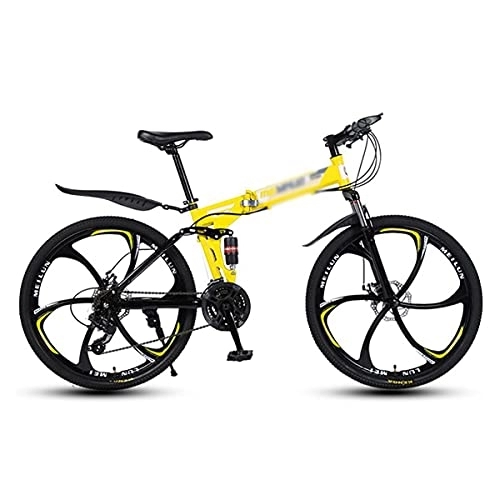 Bicicletas de montaña plegables : YUNLILI De múltiples Fines 26 en Ruedas for Hombre Adultos Bicicleta de montaña 21 Velocidad Plegable de Acero al Carbono Marco con Frenos de Doble Disco (Color : Yellow, Size : 27 Speed)