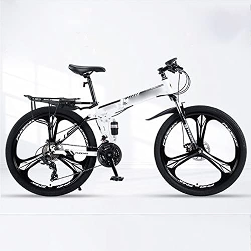 Bicicletas de montaña plegables : YXGLL Bicicleta de montaña Plegable de 26 Pulgadas, Freno de Disco Doble de Velocidad Variable, absorción de Impacto, Bicicleta de Carreras de una Rueda (White 24 Speed)