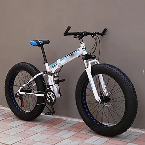 Bicicletas de montaña plegables : YXGLL Bicicleta de Nieve para Adultos Plegable de 26 Pulgadas Neumáticos Ultra Anchos Bicicleta de Carretera de Playa Todoterreno de montaña de Velocidad Variable 4.0 (White 30)