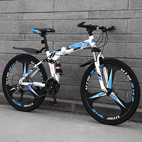 Bicicletas de montaña plegables : ZEIYUQI Bicicletas De Montaña Mujer 26 Pulgadas Velocidad Variable Bicicleta Plegable Adulto Adecuado para Montar Al Aire Libre, Azul, 27 * 26''*6