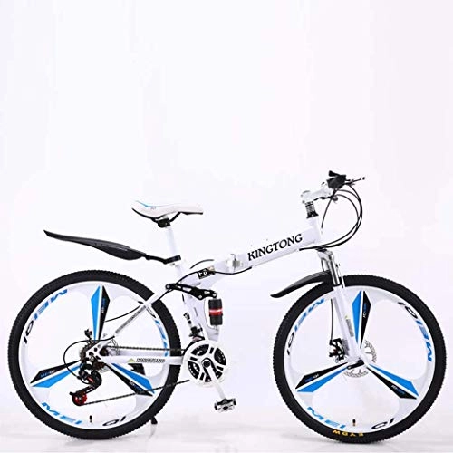 Bicicletas de montaña plegables : ZHTT Bicicleta de montaña Bicicletas Plegables, Freno de Disco Doble de 21 velocidades Suspensión Completa Antideslizante, Cuadro de Aluminio Ligero, Horquilla de suspensión Bicicleta de montaña
